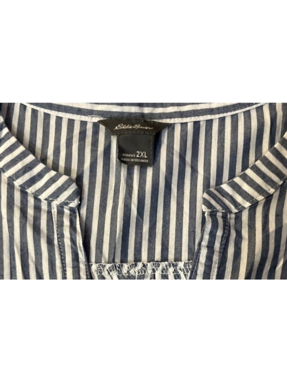 Eddie Bauer Striped Sleeveless Top Womens 2XL Blue White Used - Picture 7 of 11